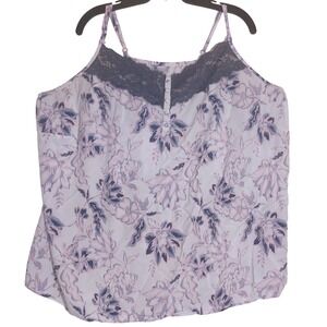 Cacique Sleep Floral Lace Trim Pajama Set Cami Shorts Plus Size 26 28
